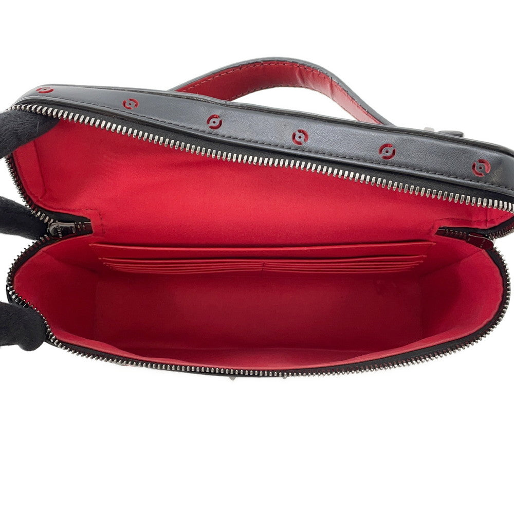 Christian Louboutin Punching Logo 2-Way Shoulder Bag Black/Red Leather