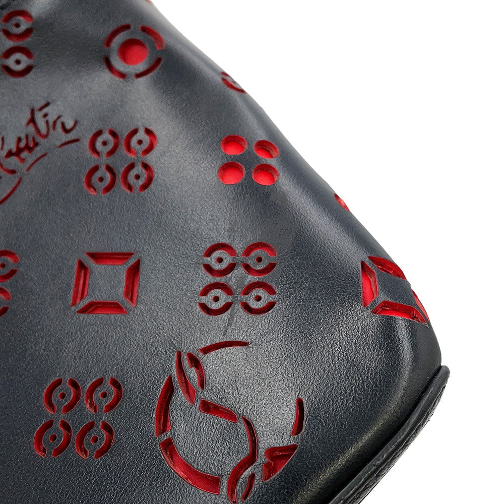Christian Louboutin Punching Logo 2-Way Shoulder Bag Black/Red Leather