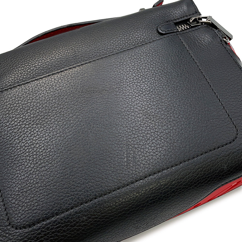 Christian Louboutin Punching Logo 2-Way Shoulder Bag Black/Red Leather