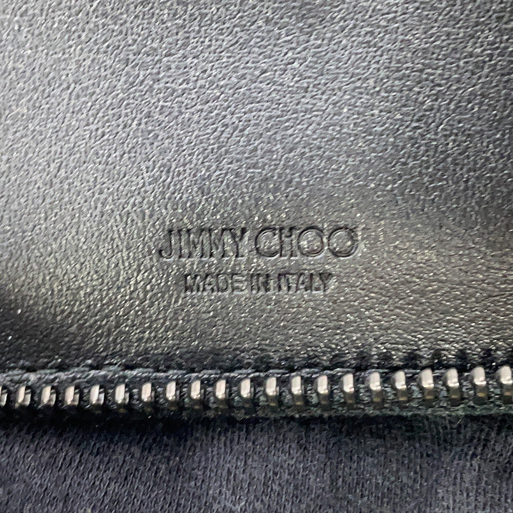 JIMMY CHOO LAWRENCE Star Studded Round Zip Bi-Fold Wallet SilverLAWRENCEAHQ Leather