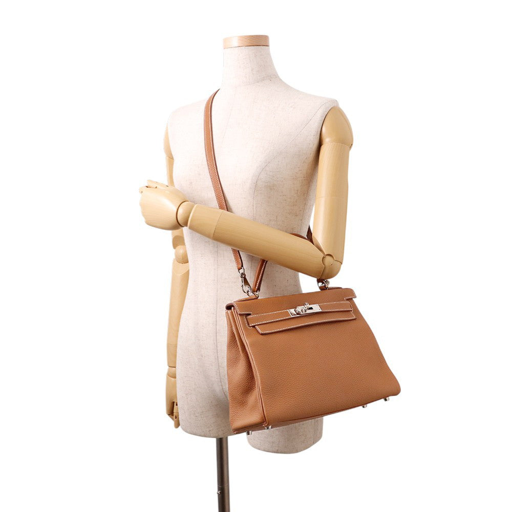 HERMES Kelly Retourne Gold Togo Leather Size 28