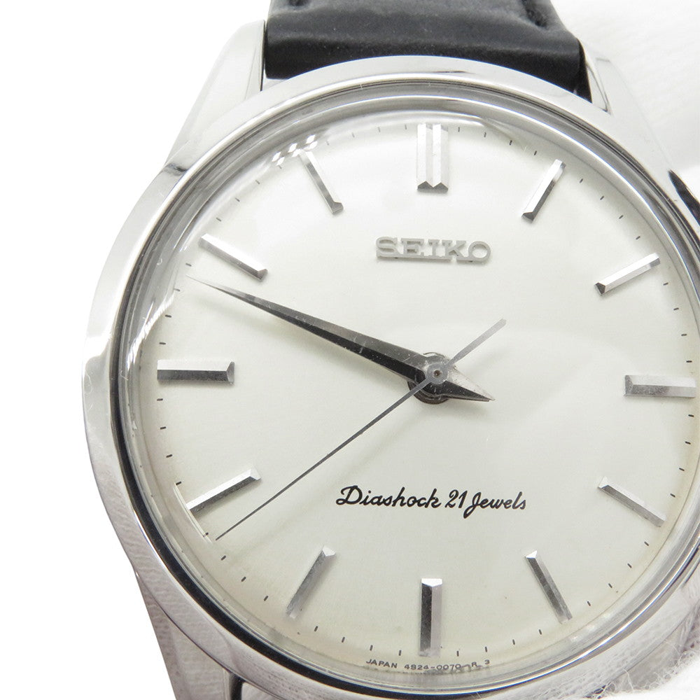 SEIKO Diamond shock W35.7mm Stainless Steel Leather Silver Dial4S24-0070