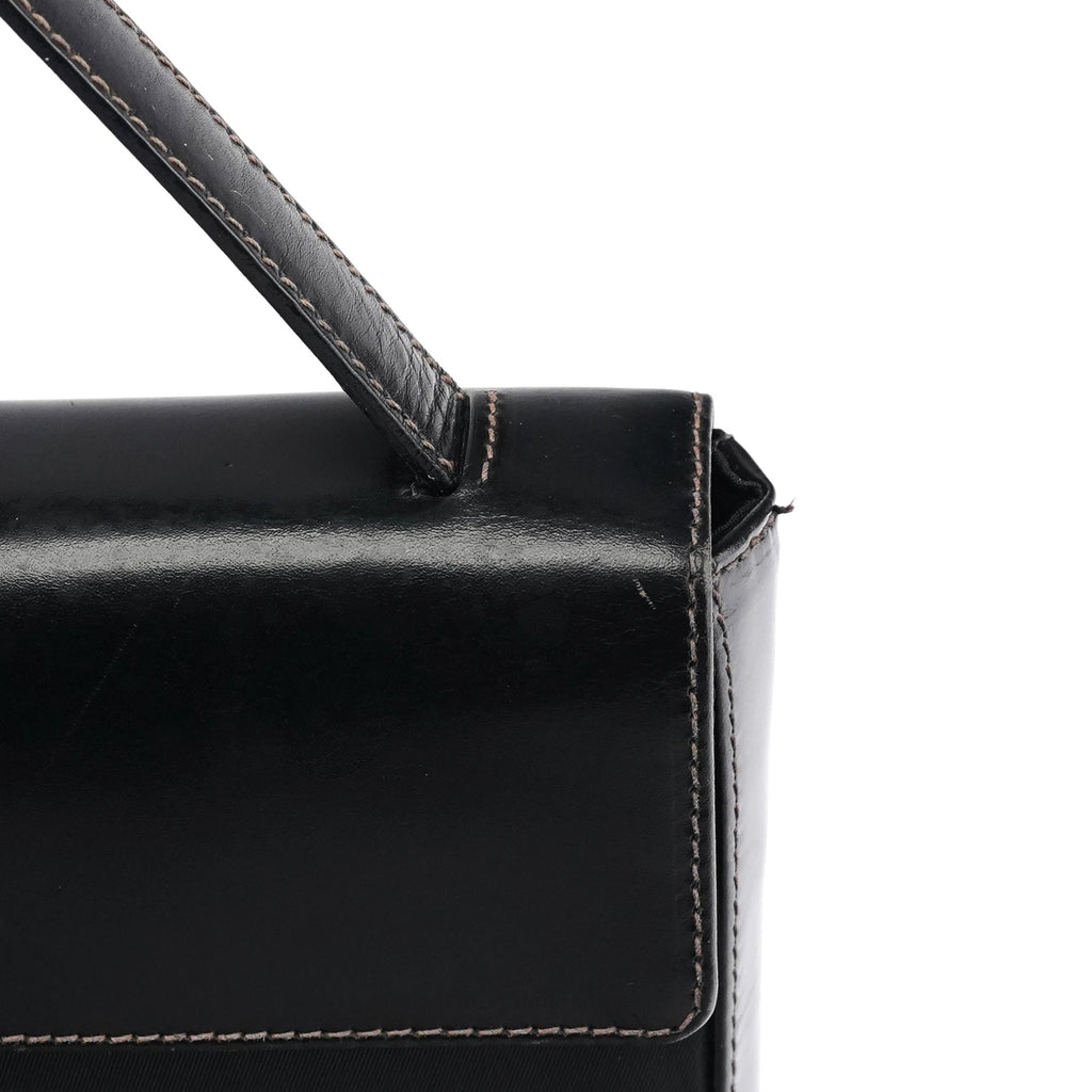 Black Tessuto Vitello Top Handle Bag