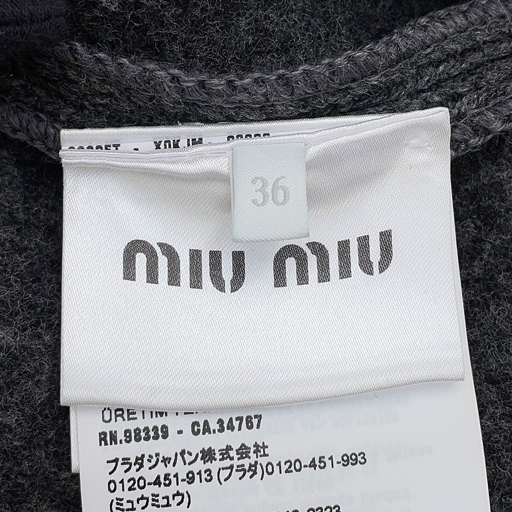 MIUMIU Logo cropped cardigan Size 36 GrayMMJ113 Virgin wool