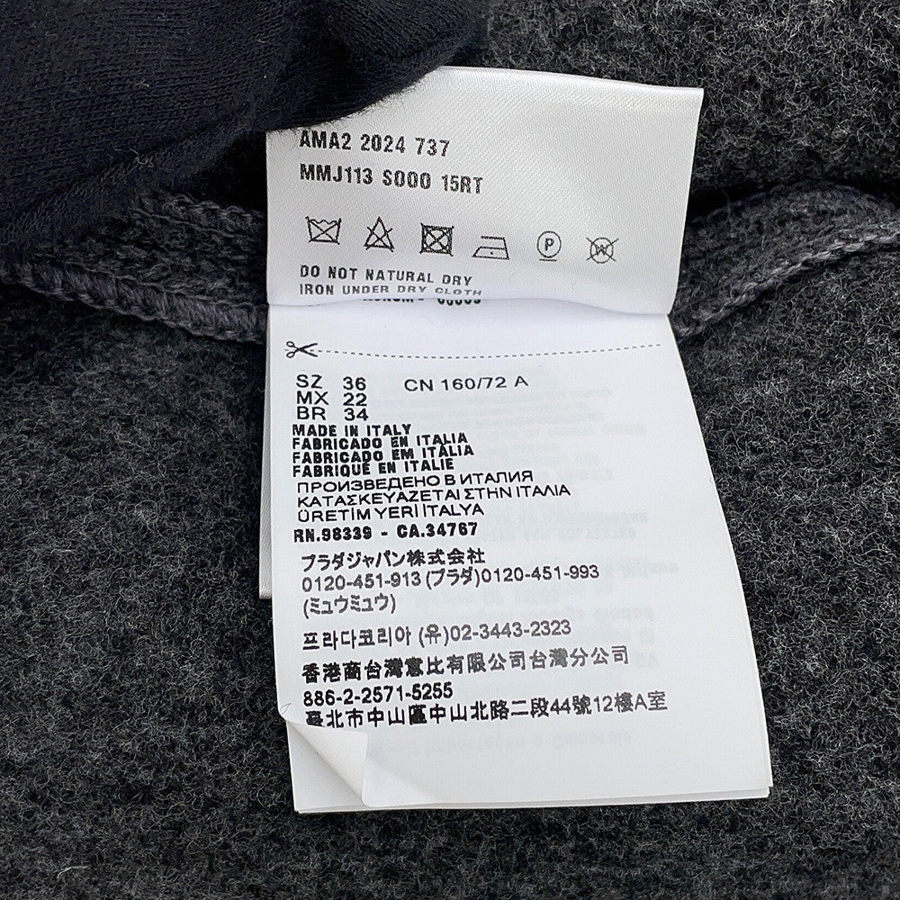 MIUMIU Logo cropped cardigan Size 36 GrayMMJ113 Virgin wool
