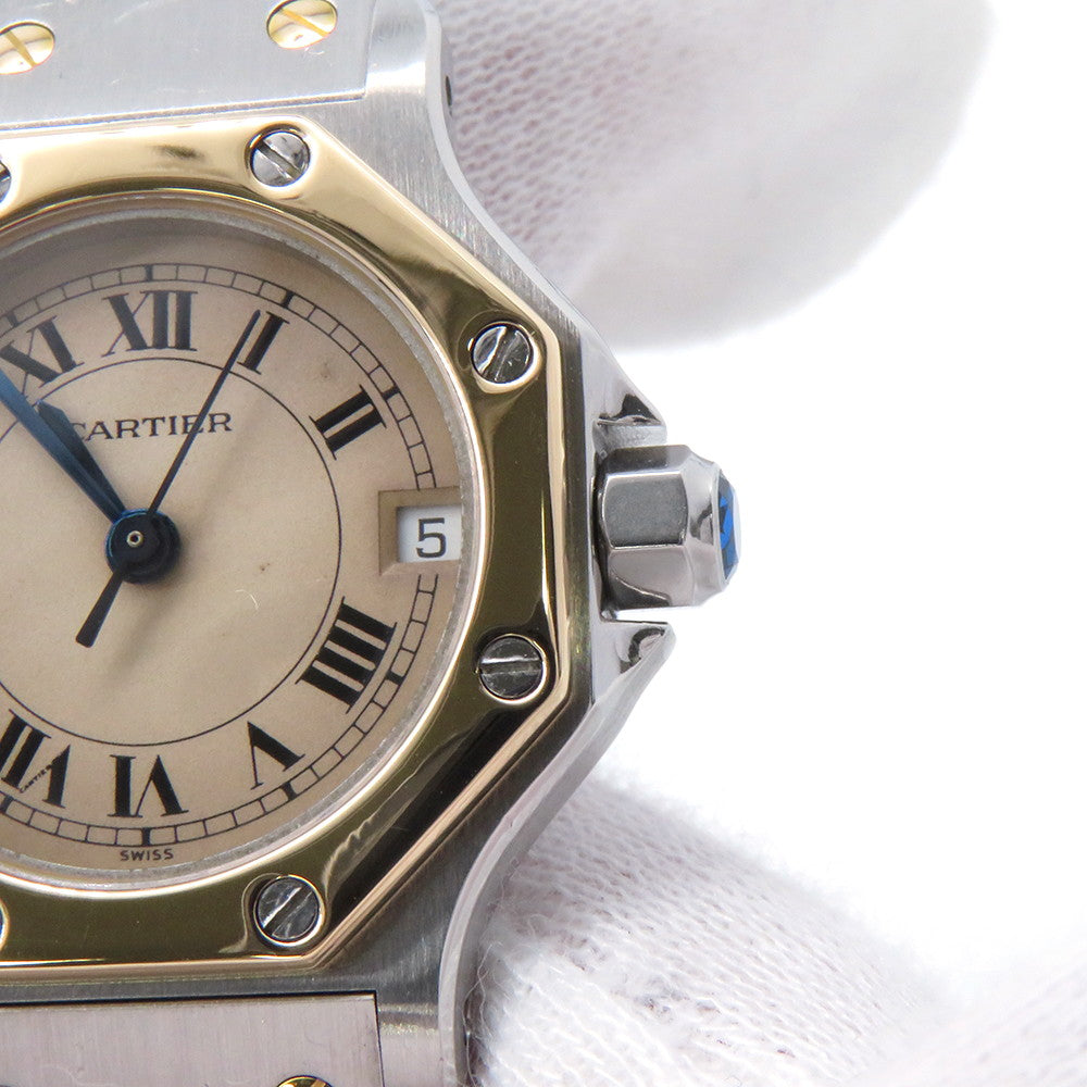 CARTIER Santos Octagon SM W25mm Stainless Steel K18YG Ivory DialW2001683 / 187903
