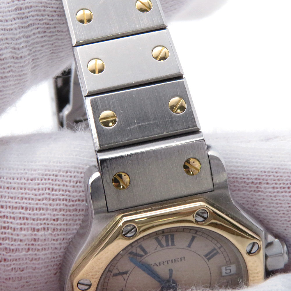 CARTIER Santos Octagon SM W25mm Stainless Steel K18YG Ivory DialW2001683 / 187903