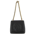 CHANEL Camellia Chain Party Bag Black Satin