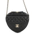 CHANEL Matelasse Heart Shape Bag BlackAS3191 Lambskin Size Large