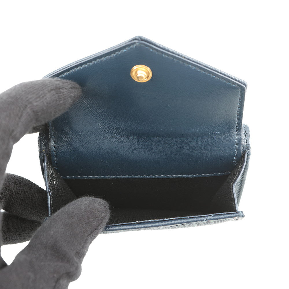 SAINT LAURENT PARIS Tiny Monogram Compact Wallet Navy505118 Leather