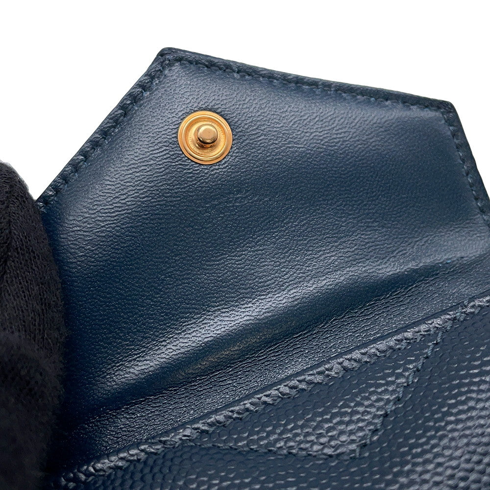 SAINT LAURENT PARIS Tiny Monogram Compact Wallet Navy505118 Leather