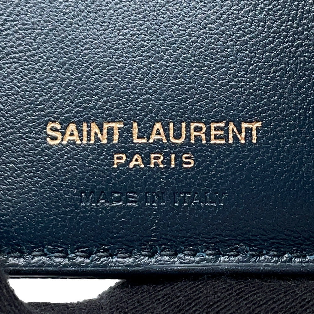 SAINT LAURENT PARIS Tiny Monogram Compact Wallet Navy505118 Leather