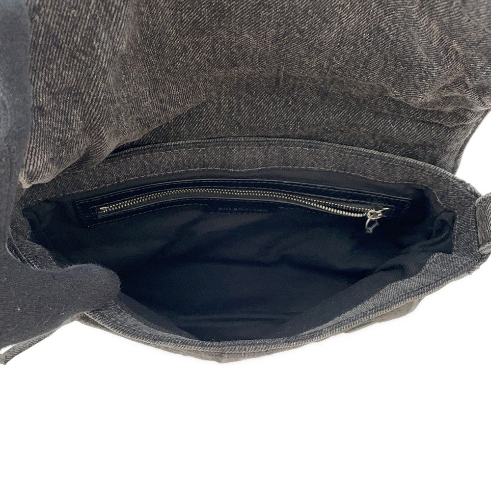 BALENCIAGA Luca Goal Shoulder Bag Gray/Black719082 Denim Size XS