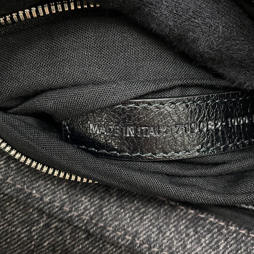 BALENCIAGA Luca Goal Shoulder Bag Gray/Black719082 Denim Size XS