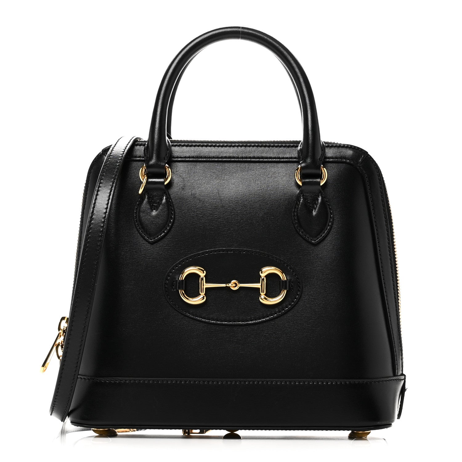 Boarded Plutone Calfskin Small Horsebit 1955 Top Handle Bag Black