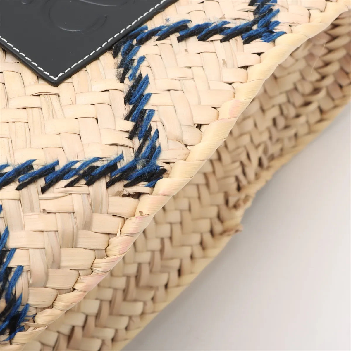 Loewe Basket Medium Raffia Tote Bag Beige x Blue