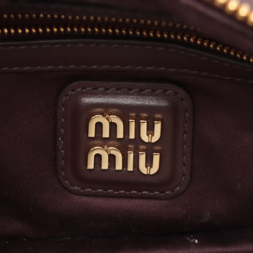 Miu Miu Arkady Leather Two-Way Handbag Brown
