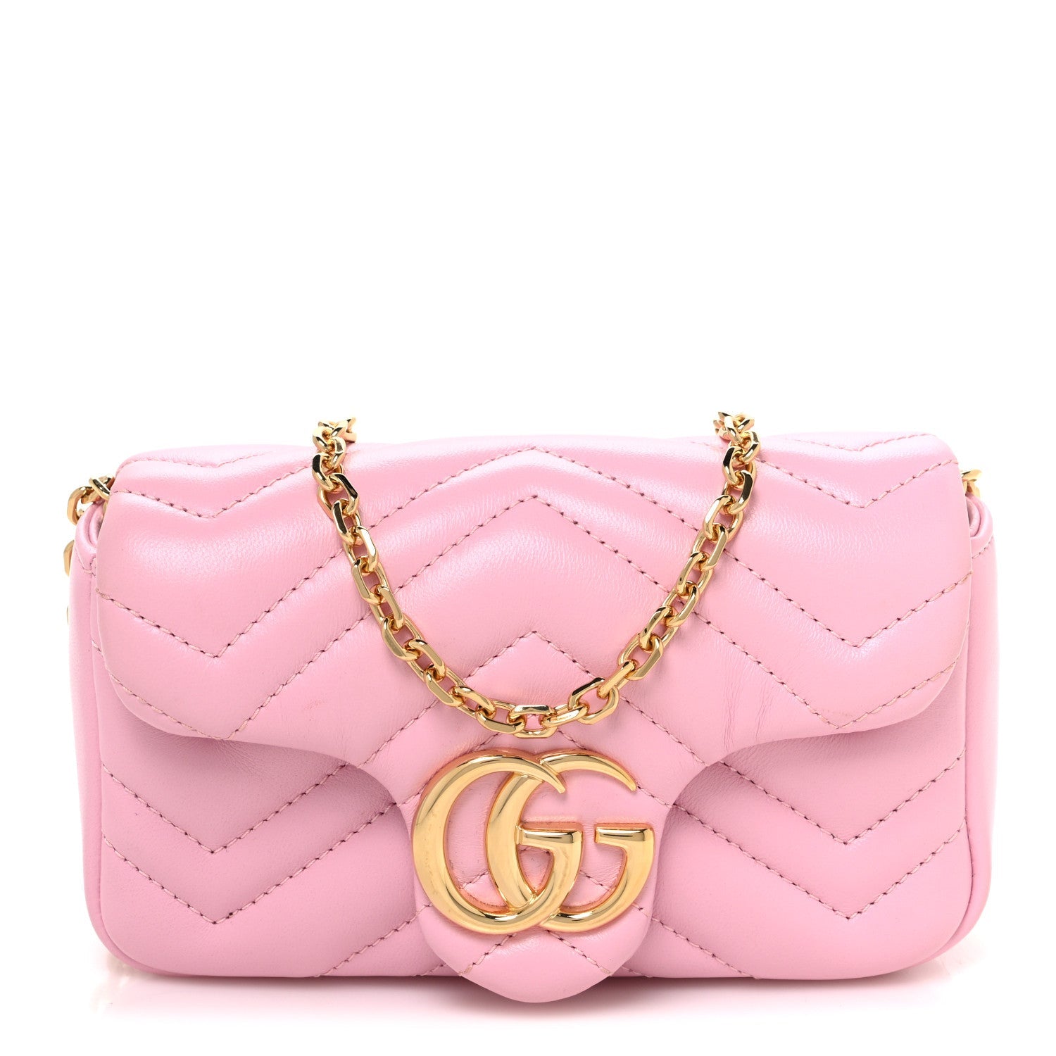 Lambskin Matelasse Mini GG Marmont Shoulder Bag Light Pink