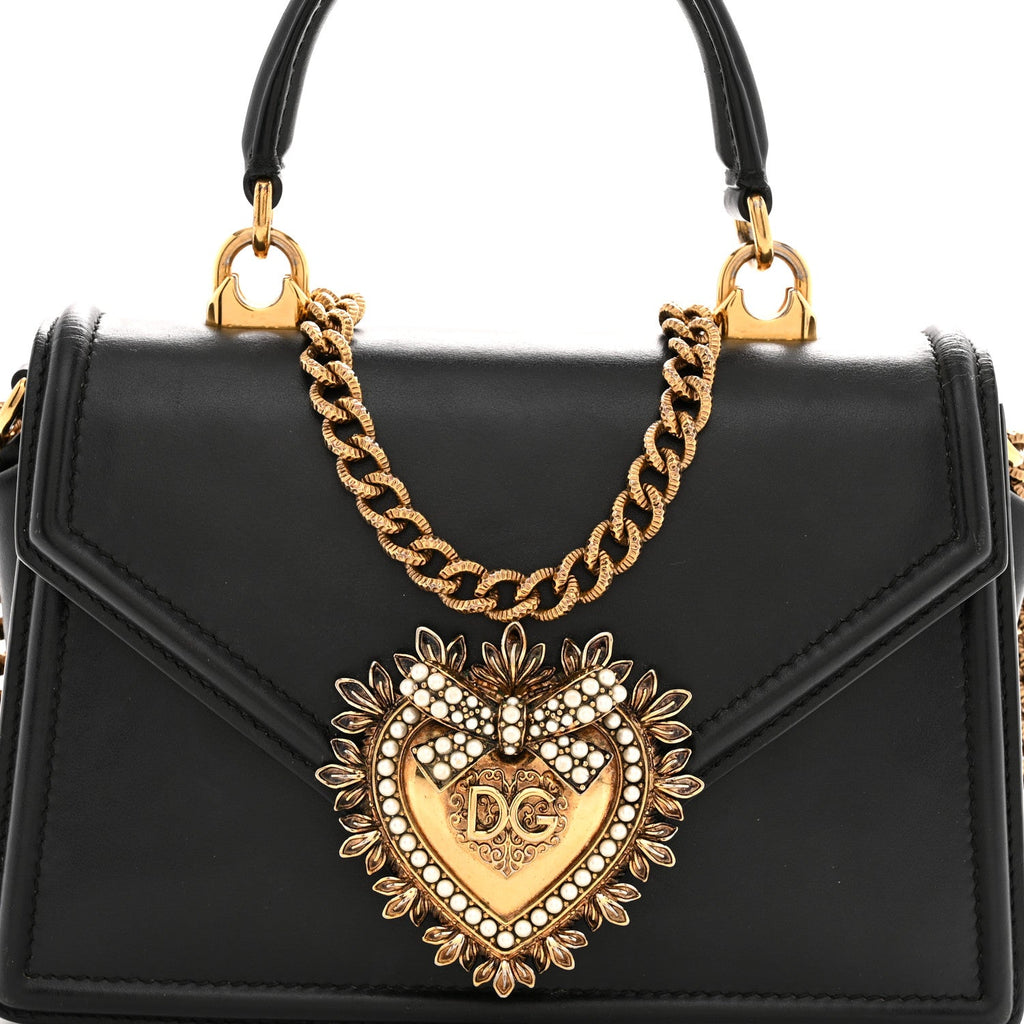 Smooth Calfskin Small Devotion Envelope Top Handle Bag Black