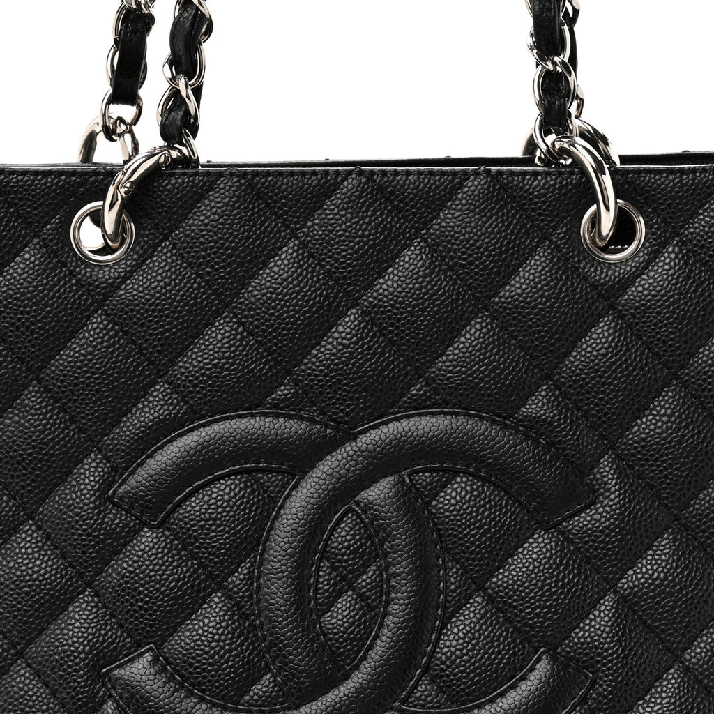 Caviar Quilted Grand Shopping Tote GST Black