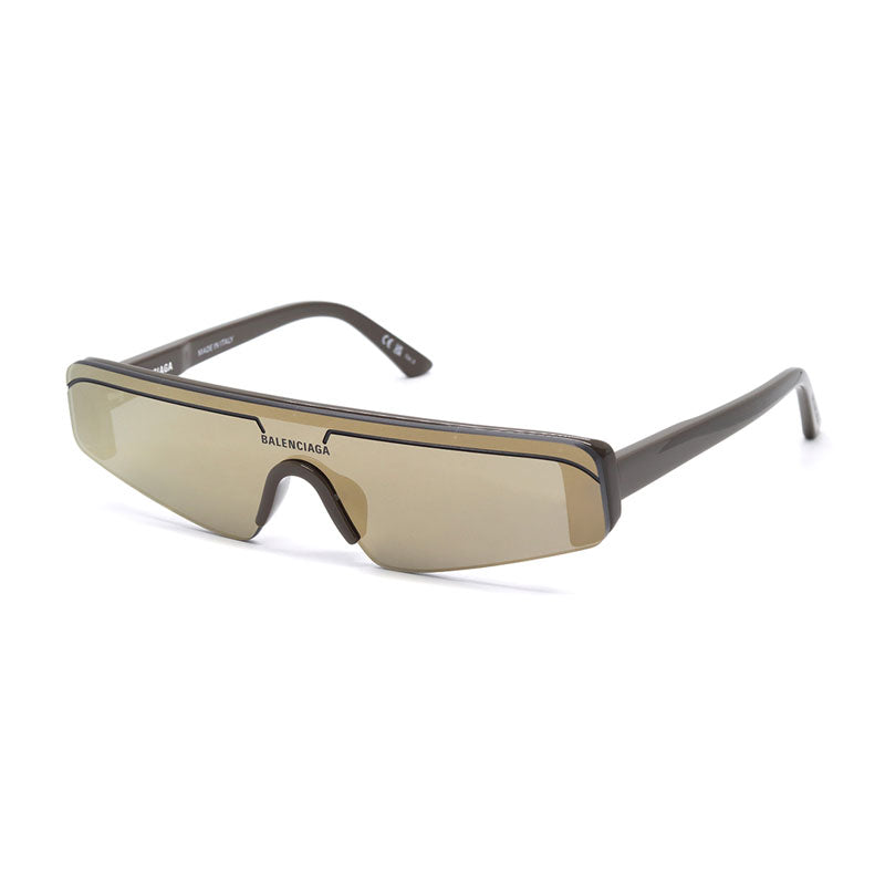 Balenciaga Sunglasses Rectangle Semi Rim, Brown Frame and Bronze Mirror Lens BB0003S012