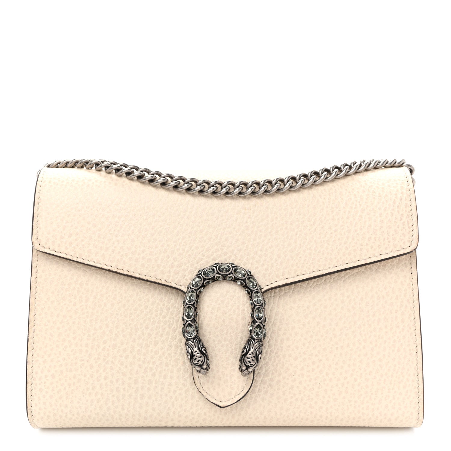Dollar Calfskin Mini Dionysus Chain Wallet Mystic White