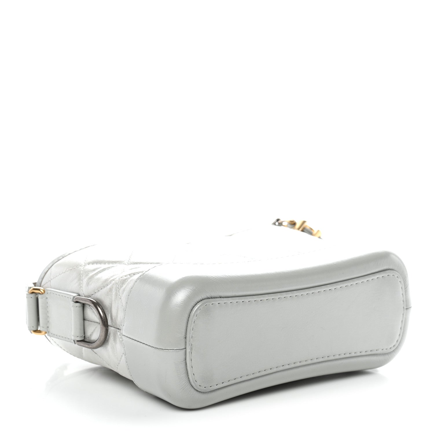 Metallic Aged Calfskin Quilted Small Gabrielle Hobo Silver
