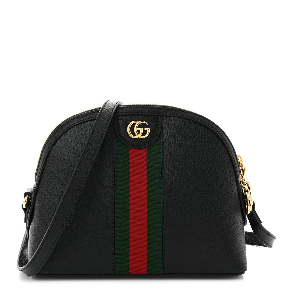 Calfskin GG Web Small Ophidia Dome Shoulder Bag Black
