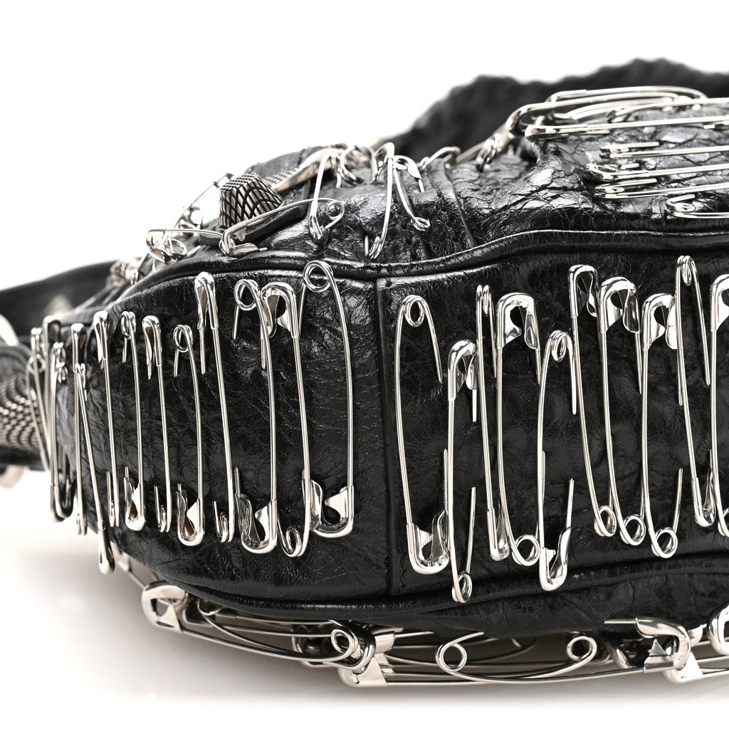 Agneau Arena Safety Pin Le Cagole Shoulder Bag XS Black
