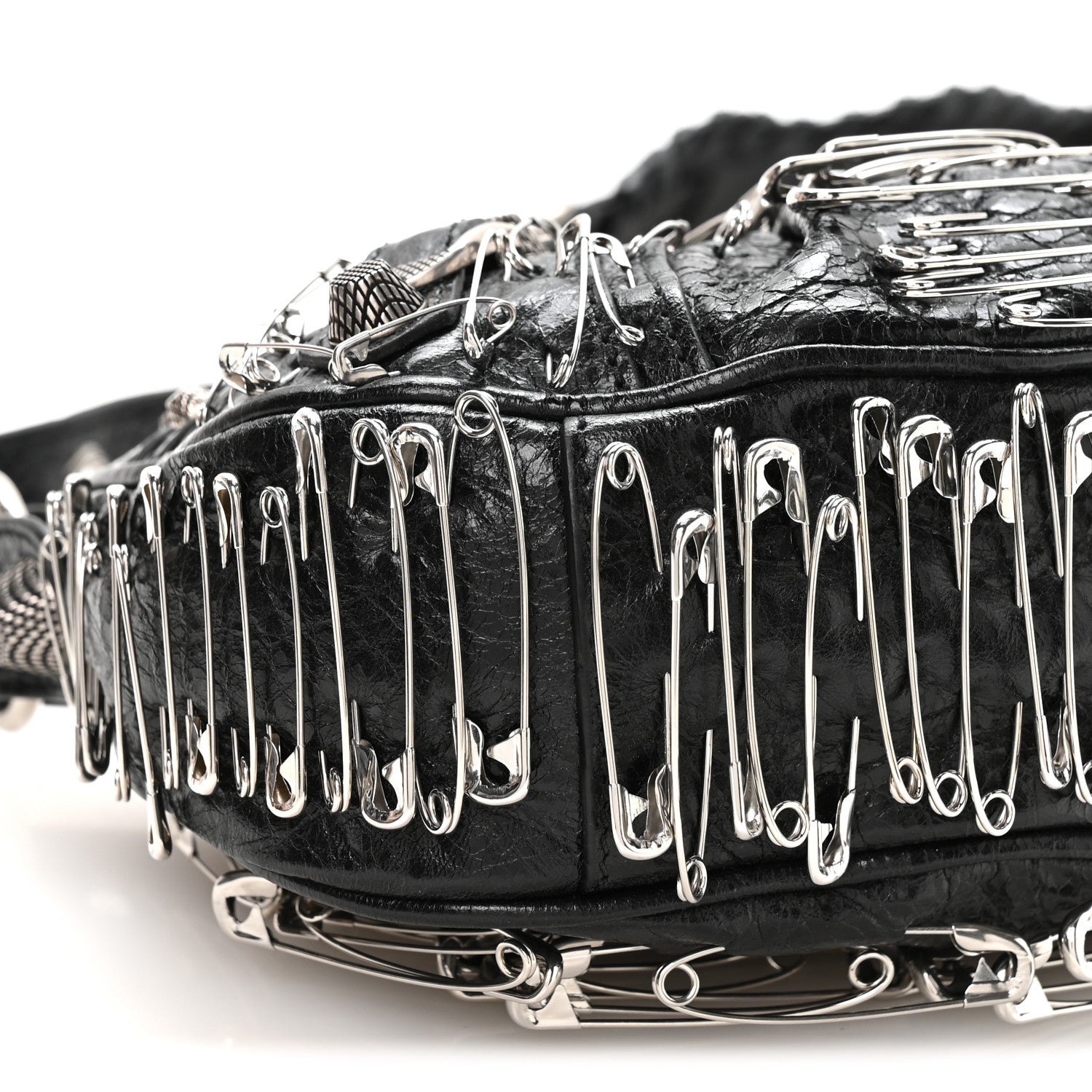 Agneau Arena Safety Pin Le Cagole Shoulder Bag XS Black