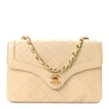 Lambskin Quilted Small Single Flap Beige