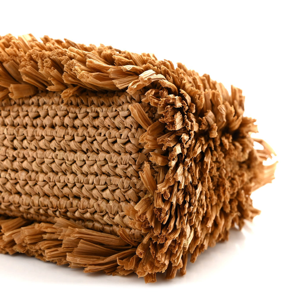 Raffia Fringe Nano Kelly Shopper Dark Beige