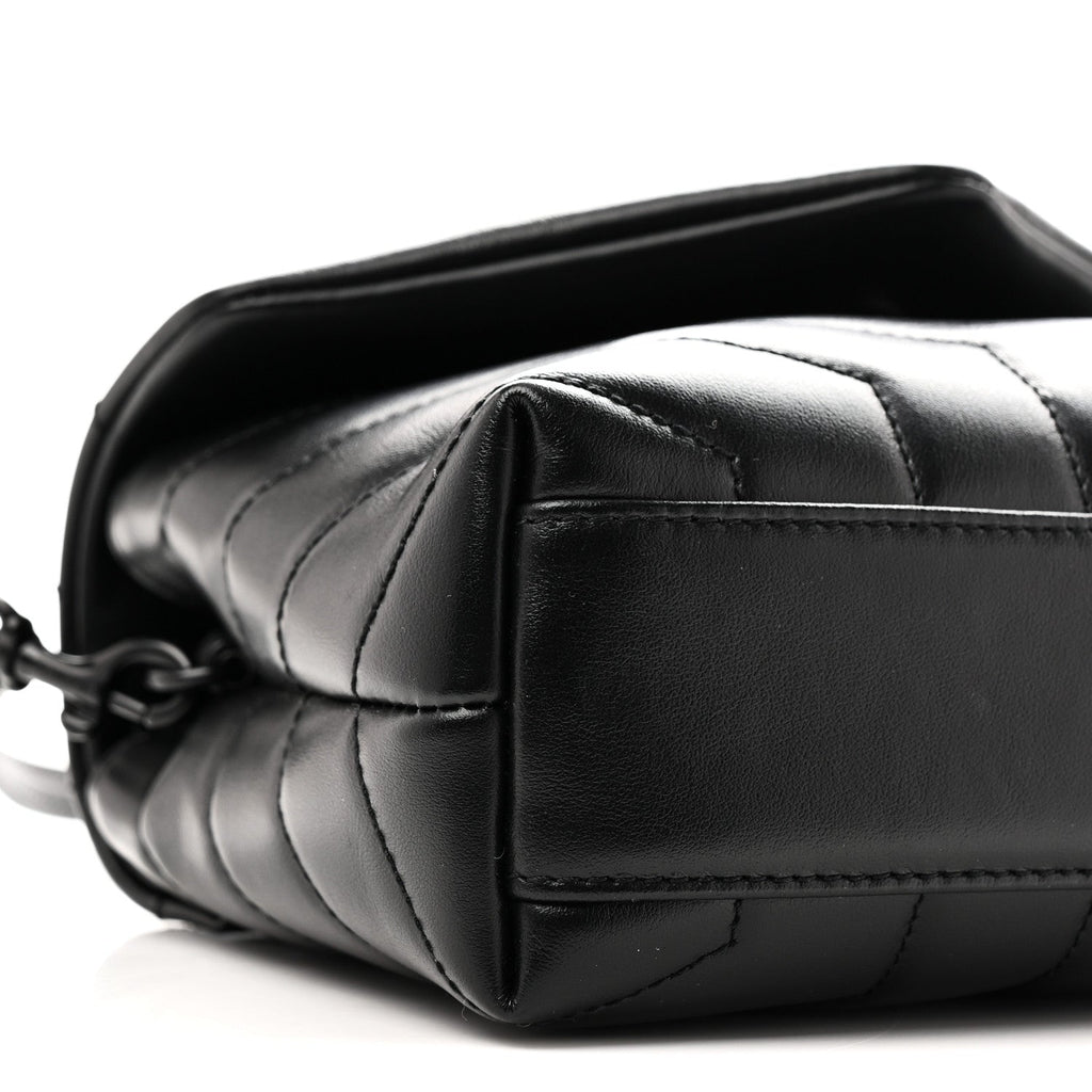 Calfskin Y Quilted Monogram Monochrome Toy Loulou Crossbody Bag Black