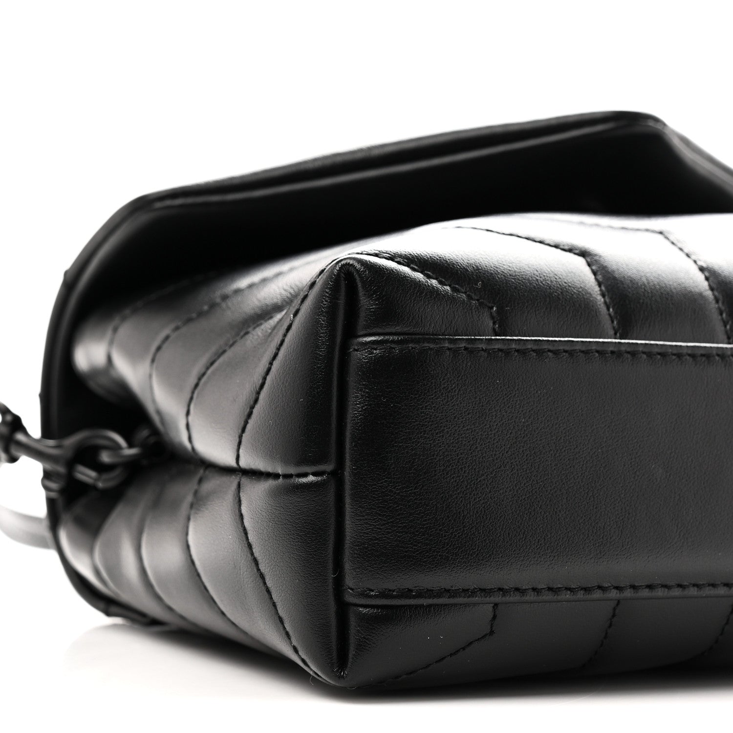 Calfskin Y Quilted Monogram Monochrome Toy Loulou Crossbody Bag Black