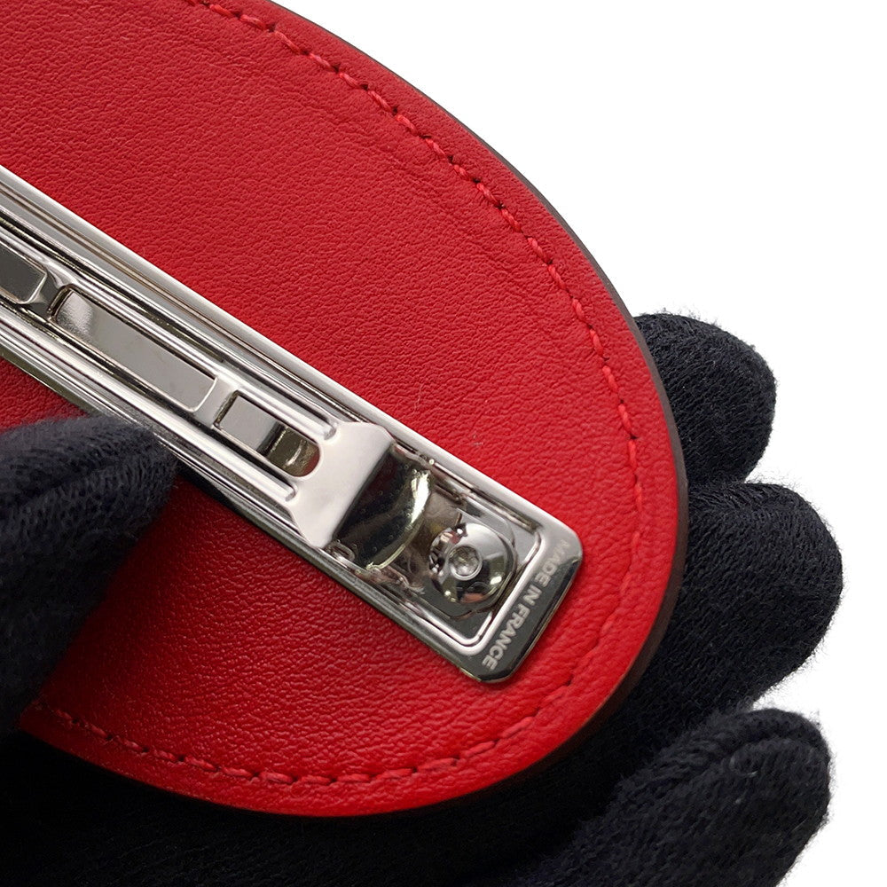 HERMES Evelyne Barrette Size PM Rouge Ladue Swift Leather