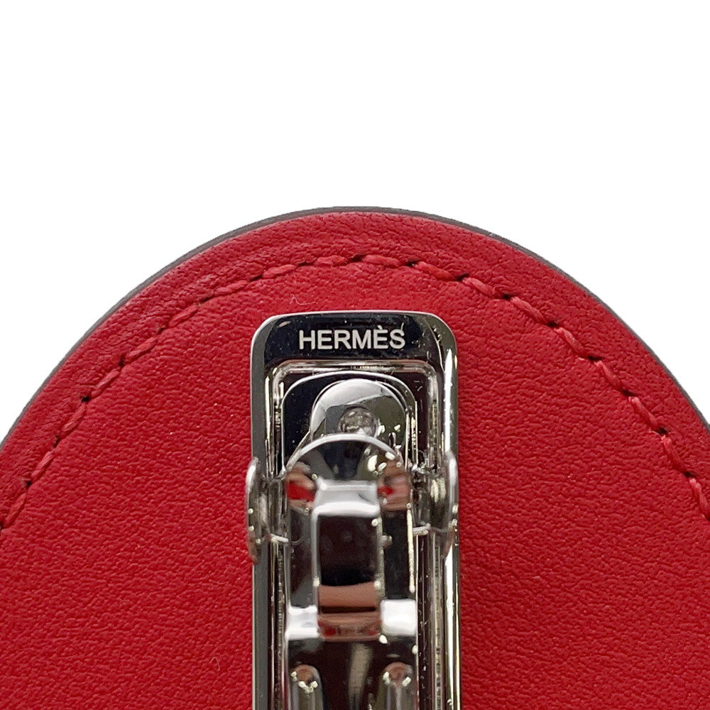 HERMES Evelyne Barrette Size PM Rouge Ladue Swift Leather