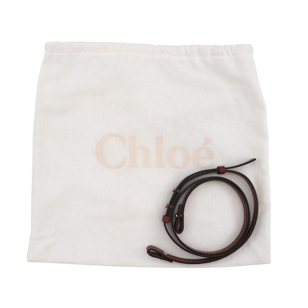 Chloe Woody 2WAY Shoulder Bag Beige/BrownCHC22AS397I2690U Canvas Leather Size Small