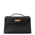 HERMES PochetteKelly Black Swift Leather