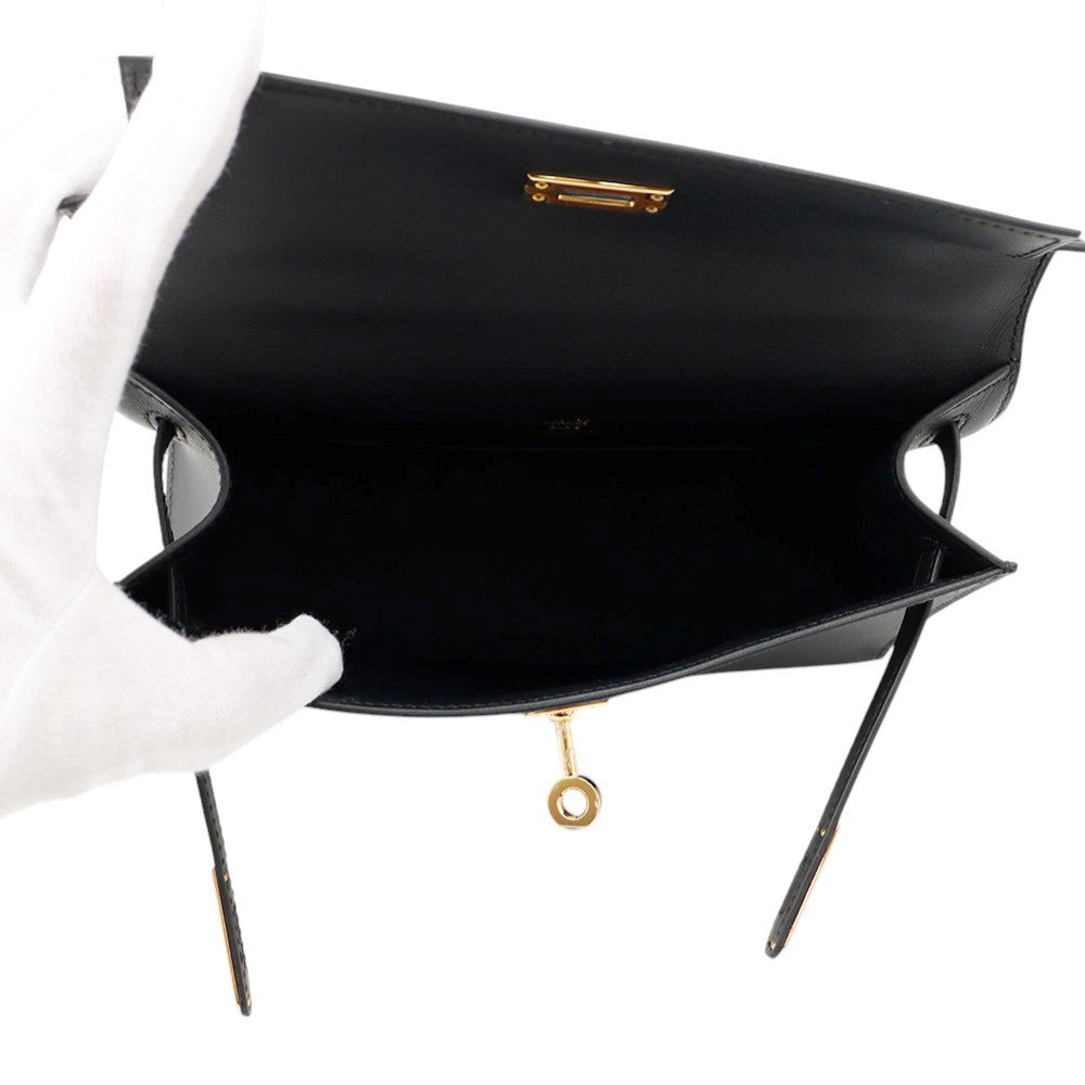 HERMES PochetteKelly Black Swift Leather