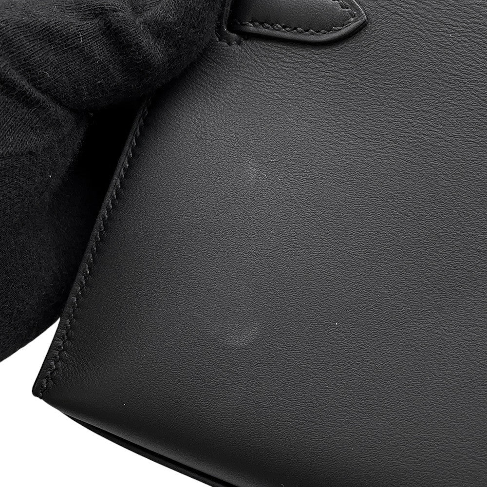 HERMES PochetteKelly Black Swift Leather