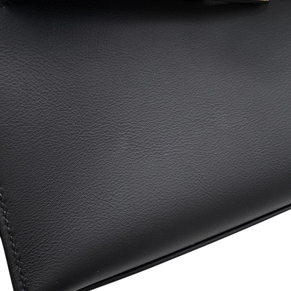 HERMES PochetteKelly Black Swift Leather