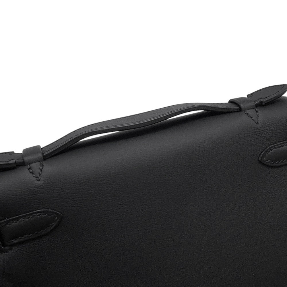 HERMES PochetteKelly Black Swift Leather