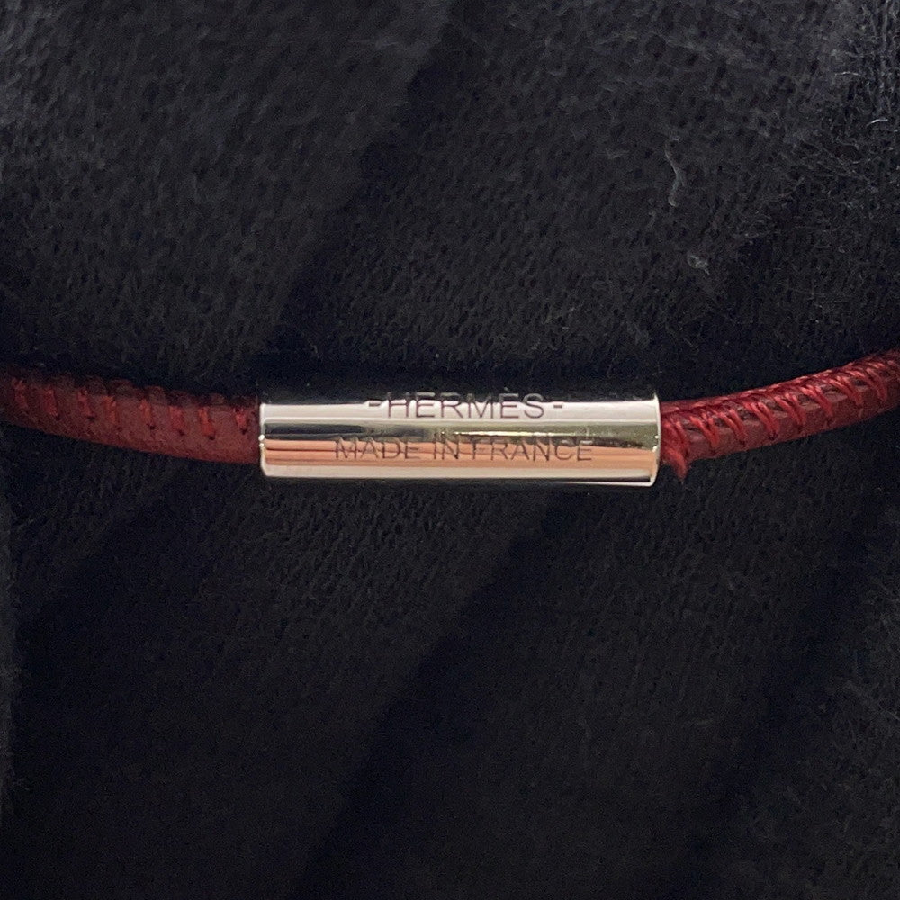 HERMES Tattersall Tattoo Necklace Size GM Rouge Grenat Lacquer Swift Leather