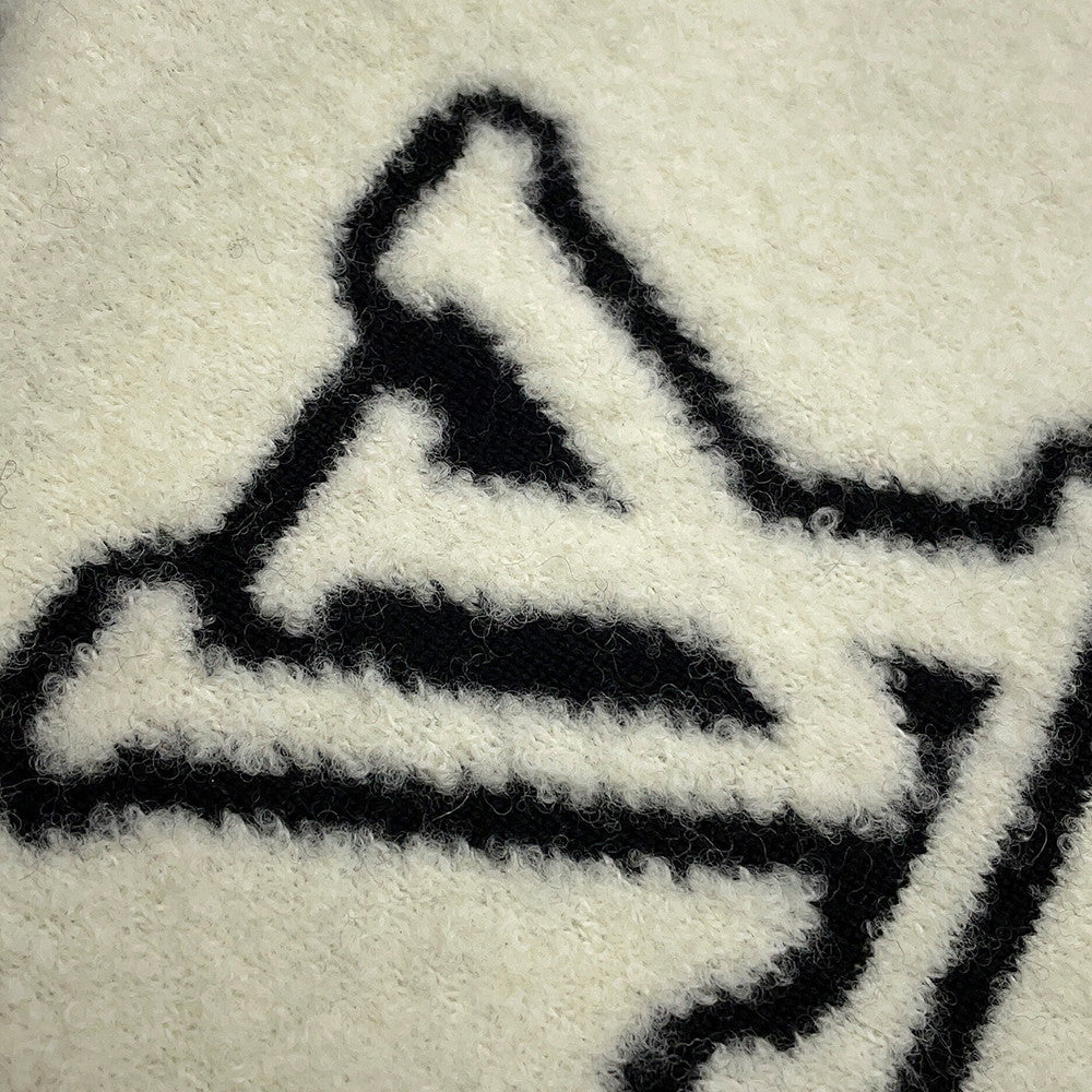 LOUIS VUITTON Scarf・Monogram Blast Knit Size S Noir/WhiteM96963 Wool88% Nylon12%