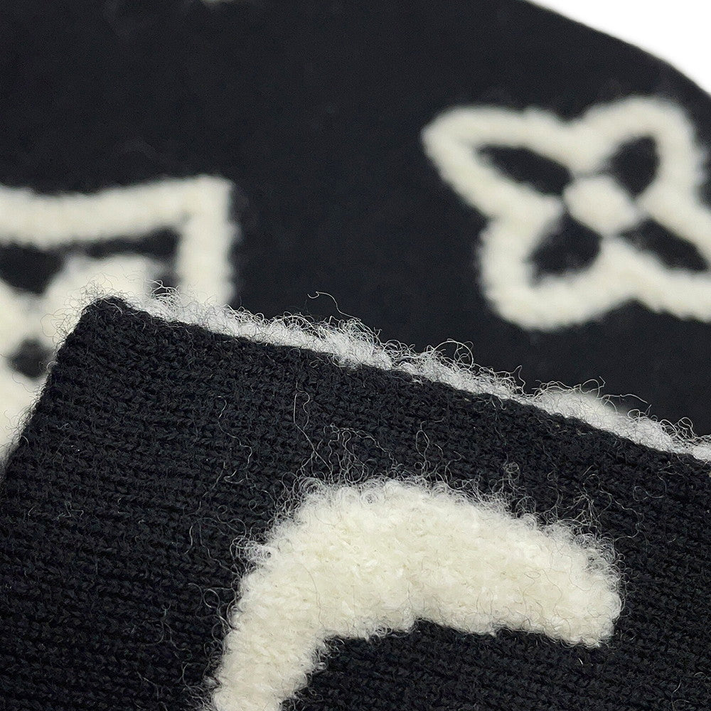 LOUIS VUITTON Scarf・Monogram Blast Knit Size S Noir/WhiteM96963 Wool88% Nylon12%
