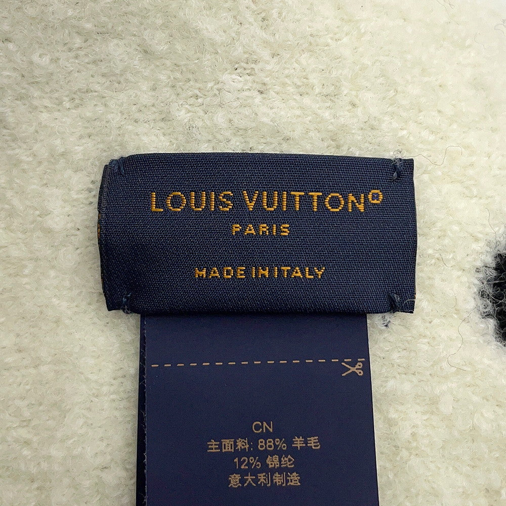 LOUIS VUITTON Scarf・Monogram Blast Knit Size S Noir/WhiteM96963 Wool88% Nylon12%