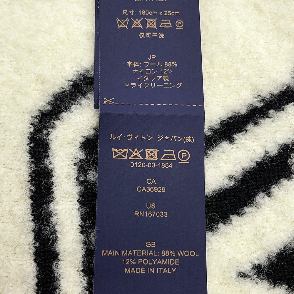 LOUIS VUITTON Scarf・Monogram Blast Knit Size S Noir/WhiteM96963 Wool88% Nylon12%