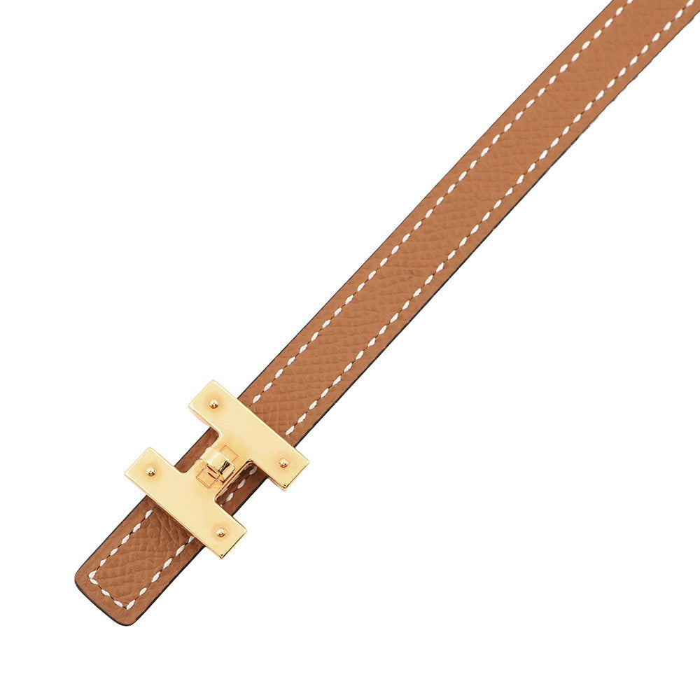 HERMES Mini H Kelly Belt Size 70 Black/Gold Swift Leather Epsom