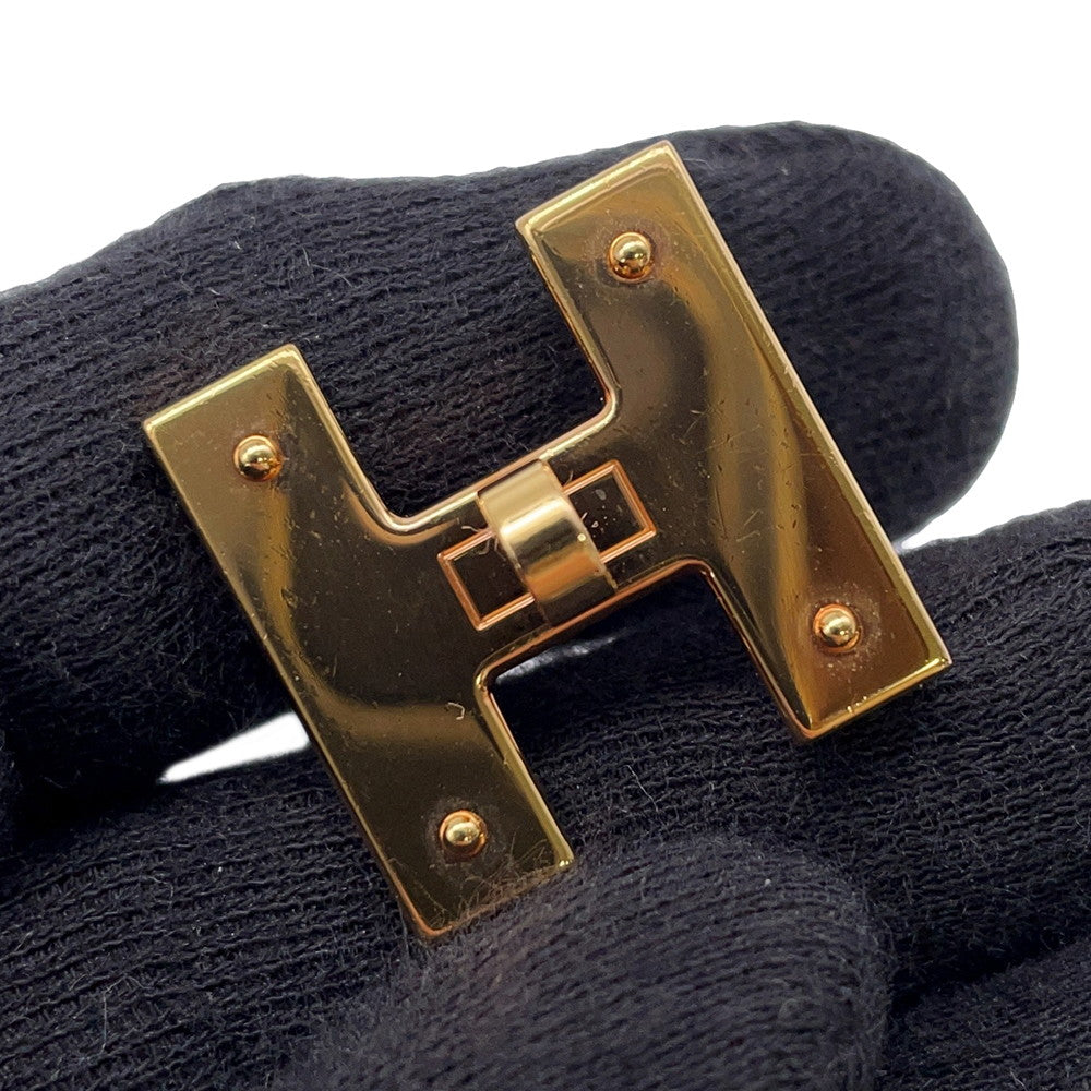 HERMES Mini H Kelly Belt Size 70 Black/Gold Swift Leather Epsom
