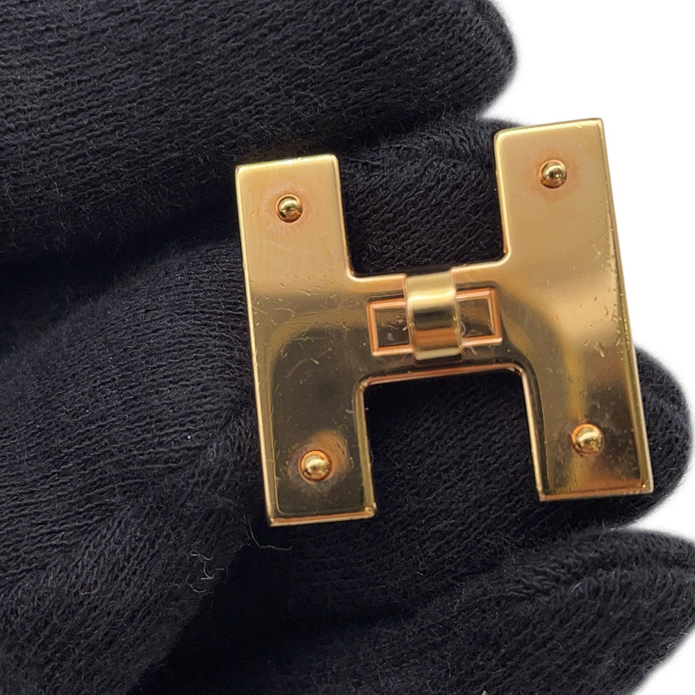 HERMES Mini H Kelly Belt Size 70 Black/Gold Swift Leather Epsom